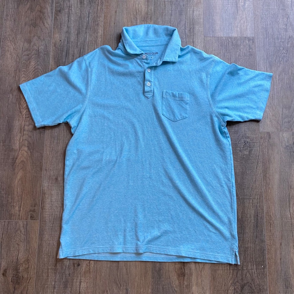 Cypress Club Mens XL Light Blue Heather Short Sleeve Pocket Polo Shirt